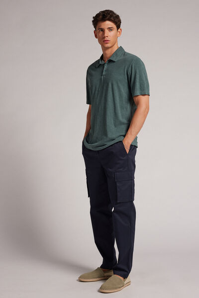 Washed Collection Short-Sleeved Slub Cotton Polo Shirt