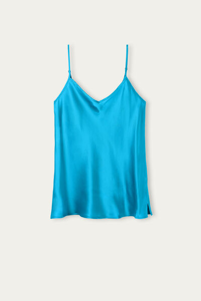 Silk Satin Top with V Neck