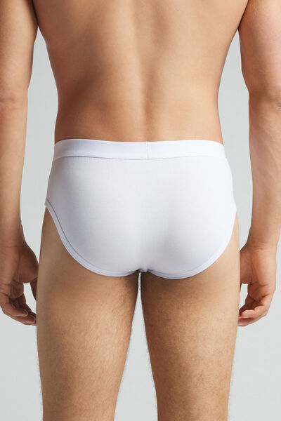 Cotton Briefs with Exposed Elasticated Waistband