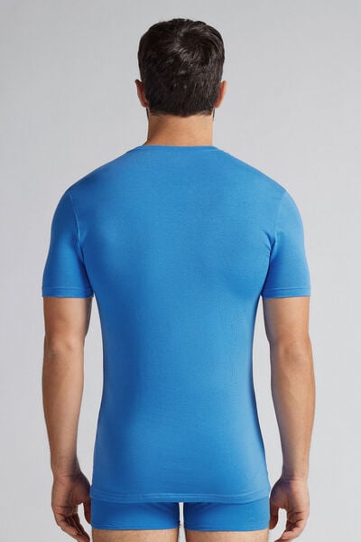 T-shirt em algodão superior elástico