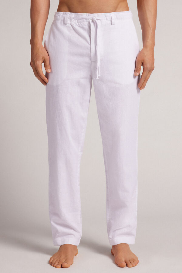 Lange Hose aus Leinen und Baumwolle