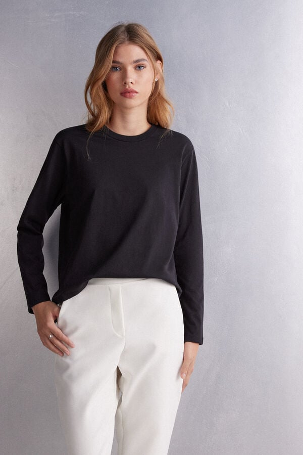 Boxy fit Long-Sleeved Cotton Top