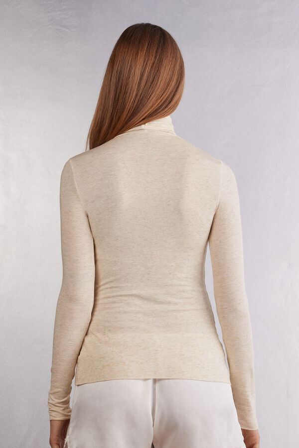 Maglia Collo Alto in Modal Light con Cashmere Lamè