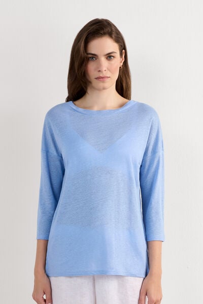 Camiseta con Escote Barco de Lino