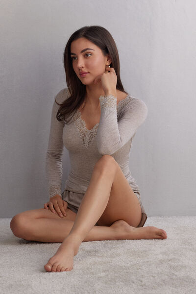 Modal Cashmere Ultralight Long Lace Shirt