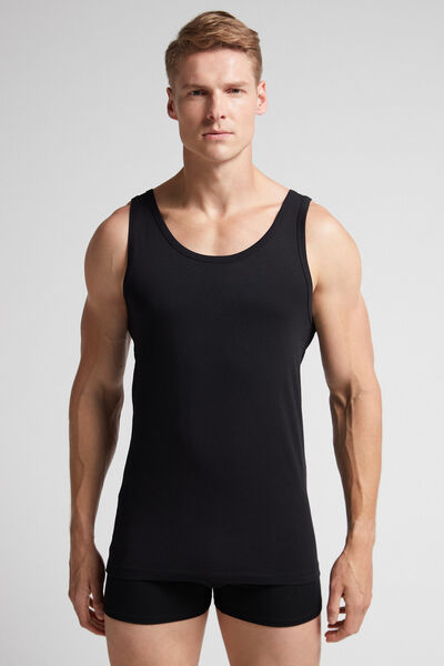 Round Neck Tank Top in Stretch Superior Cotton