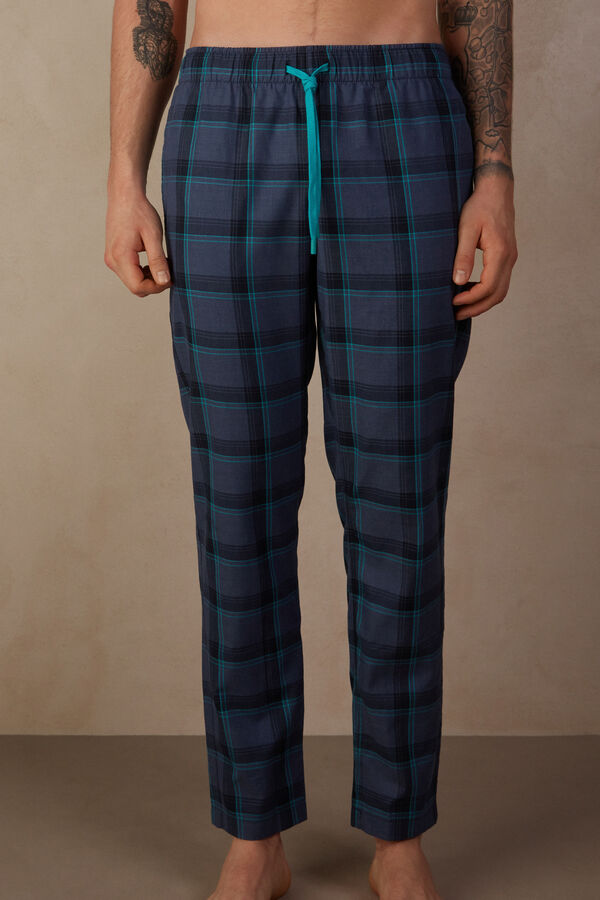 Pantalón Largo con Estampado de Cuadros en Tela Intimissimi