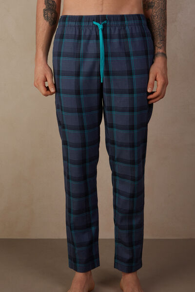 Checked Plain-Weave Cotton Full-Length Trousers