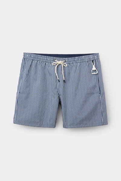 Badeshorts zum Wenden mit Streifenmuster in Wei&szlig;/Blau