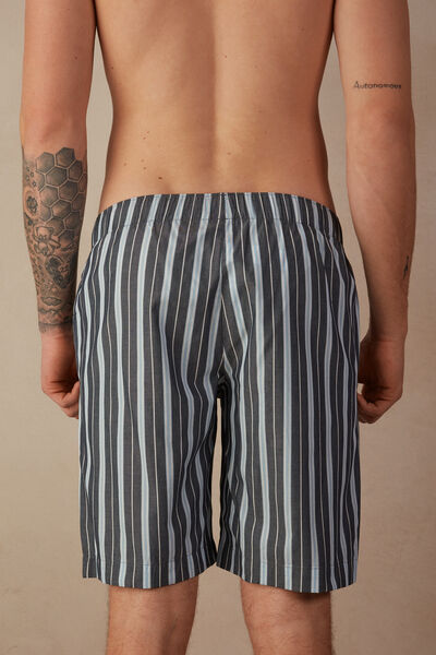 Pantaloni Scurți în Dungi din Pânză de Bumbac