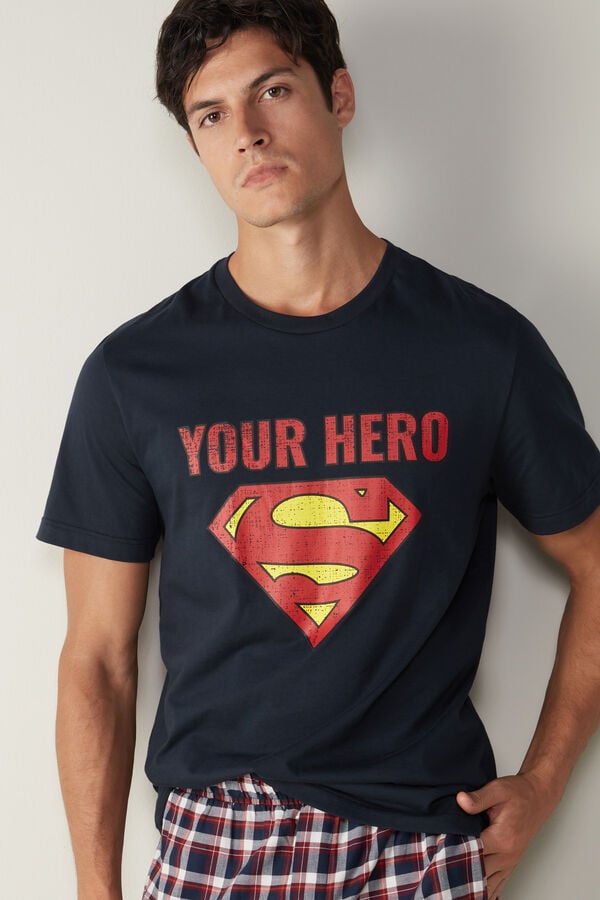 Camiseta de Algodón con Estampado Logo Superman