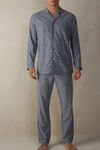 Langer Pyjama aus Baumwolltuch mit Streifenmuster