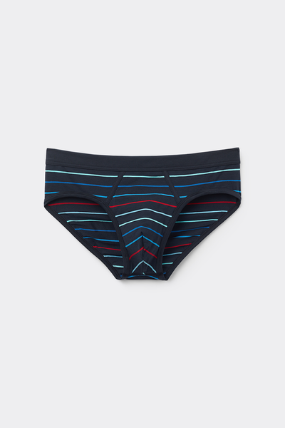 Superior Cotton Briefs with Multicoloured Striped Print