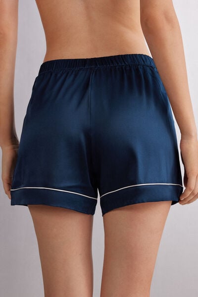 Shorts i silke med profil i kontrastfärg