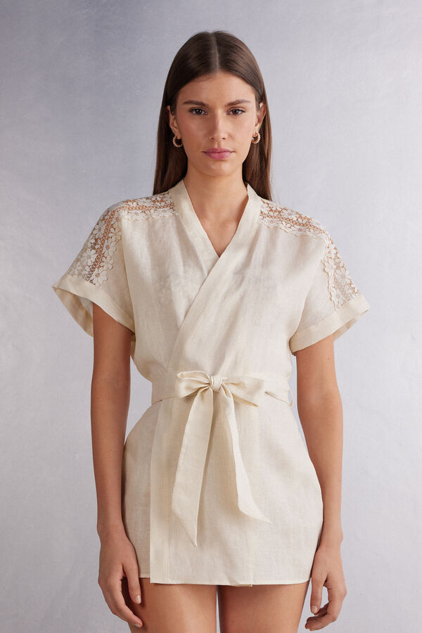 Kimono in Lino e Pizzo Romance Yourself