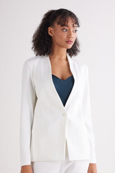 Intimissimi Chaqueta Algodón Grueso Botón Mujer Marfil Tamaño S