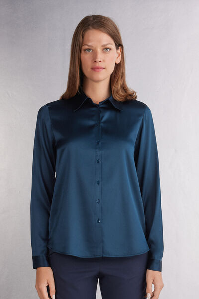 Intimissimi Silk Shirt Woman Blue - Intimissimi - Modalova
