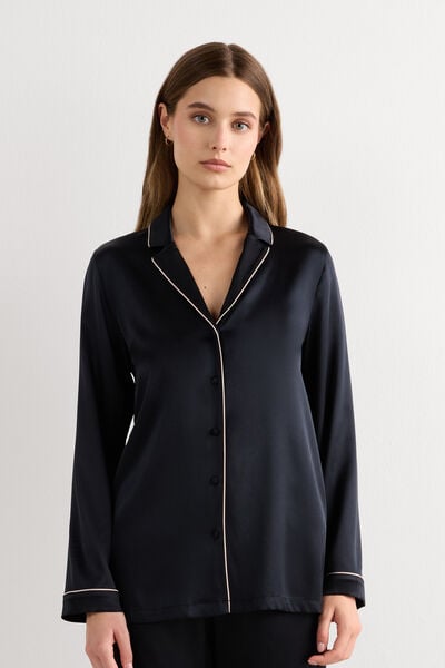 Intimissimi Chaqueta de Seda de Corte Masculino Mujer Negro Tamaño XL