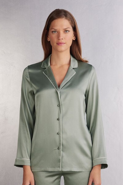 Intimissimi Chaqueta de Seda de Corte Masculino Mujer Verde Tamaño L