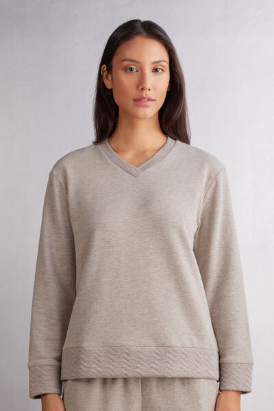 Soft Chevron Long Sleeve V-neck Top Woman Brown - Intimissimi - Modalova
