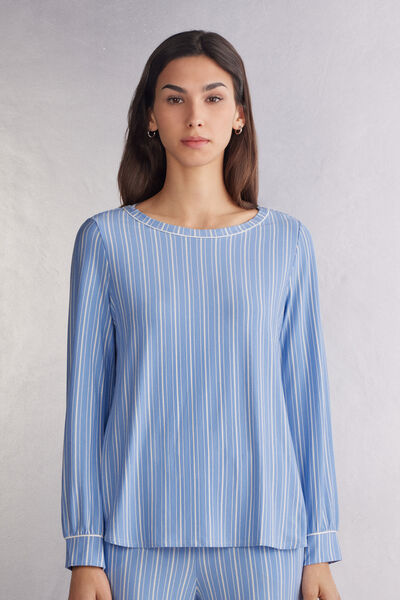 Oxford Stripes Bateau Neckline Modal Top Woman Multicolor - Intimissimi - Modalova