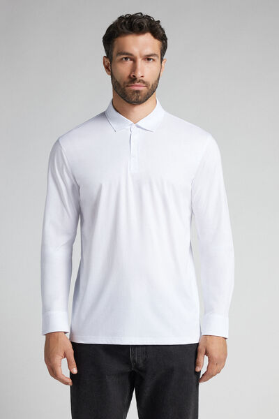 Mercerized Cotton Polo Man White - Intimissimi - Modalova
