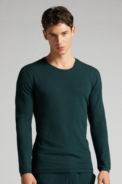 Intimissimi Maglia a Manica Lunga in Modal Cashmere Uomo Verde Taglia L
