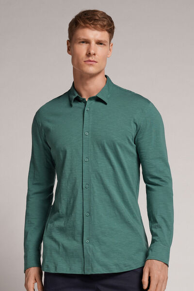Intimissimi Camicia Manica Lunga in Cotone Fiammato Uomo Verde Taglia XXL