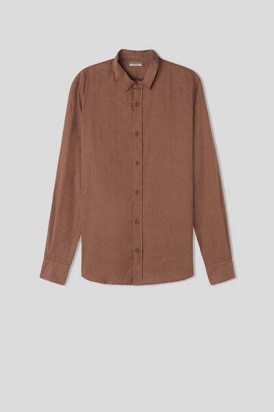 Intimissimi Camicia in Lino e Cotone Uomo Marrone Taglia XL