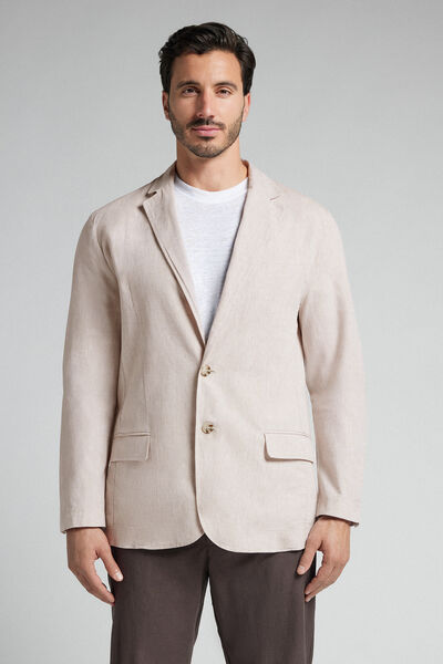 Linen and Cotton Cloth Jacket Man Natural - Intimissimi - Modalova