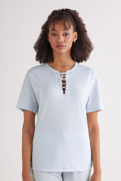 Morning Portofino Short Sleeve Cotton Top Woman White - Intimissimi - Modalova