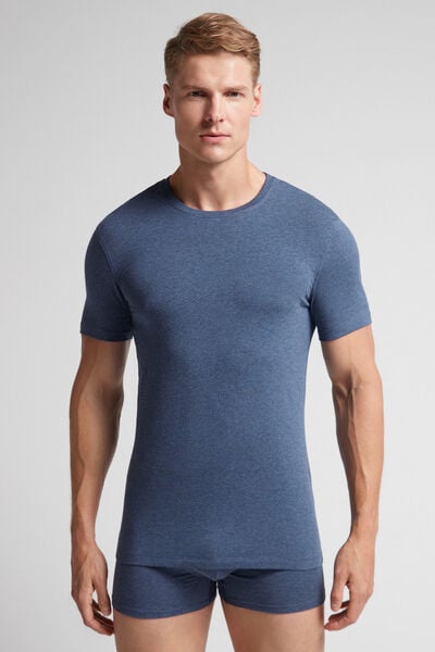 Intimissimi Camiseta manga corta de algodón ajustada Hombre Azul Tamaño XXL