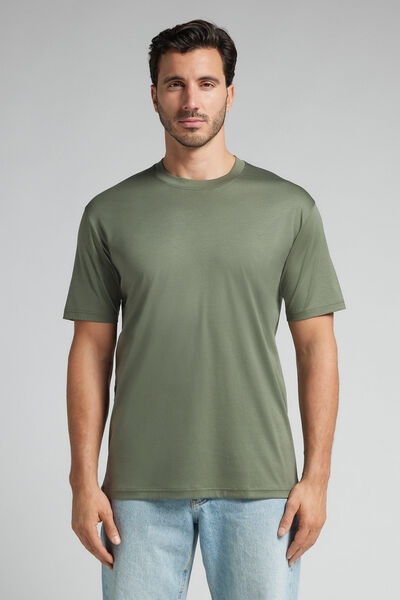 Superlight Premium Mercerized Cotton T-Shirt Man Green - Intimissimi - Modalova