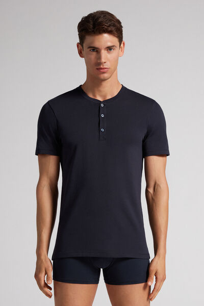 Intimissimi T-shirt a Serafino in Cotone Superior Uomo Blu Taglia S