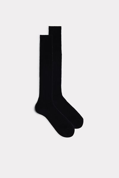 Tall Ribbed Egyptian Cotton Socks Man Black - Intimissimi - Modalova