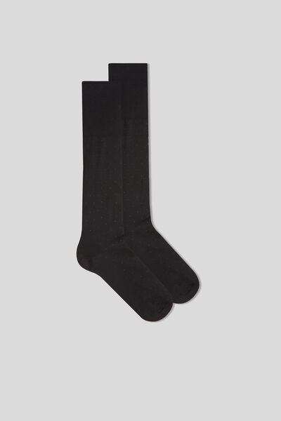 Intimissimi Calze Lunghe in Filo di Scozia a Fantasia Uomo Nero Taglia 44-45