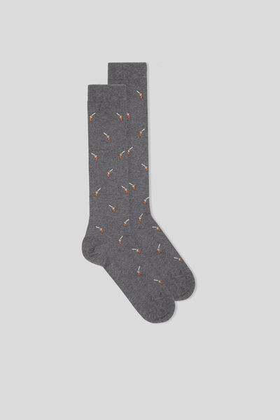Intimissimi Calze Lunghe in Cotone a Fantasia Uomo Grigio Taglia 42-43