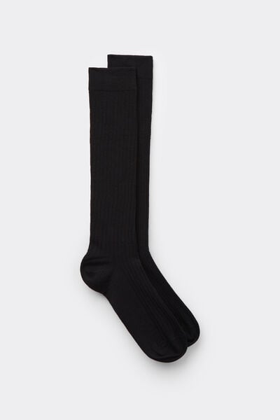 Intimissimi Calcetines Largos Algodón Soft Canalé Hombre Negro Tamaño 40-41