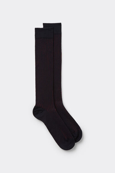 Ribbed Soft Cotton Knee Socks Man Blue Size 42-43 - Intimissimi - Modalova