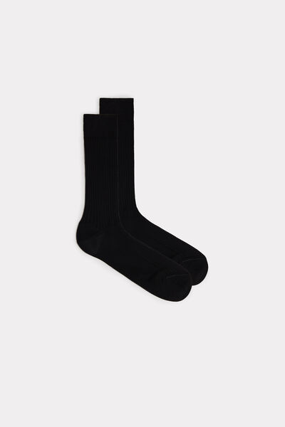 Short Ribbed Egyptian Cotton Socks Man Black - Intimissimi - Modalova