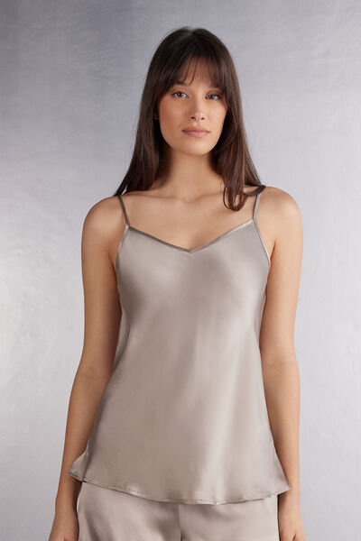 Intimissimi Top de Raso de Seda con Escote de Pico Mujer Natural Tamaño S