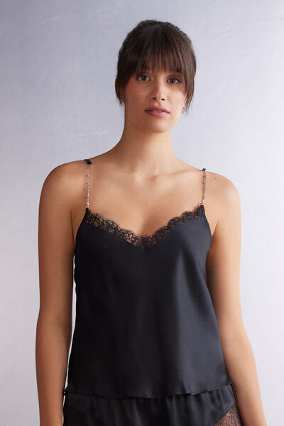 Intimissimi Top in Seta Living in Luxe Donna Nero Taglia L