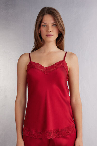 Intimissimi Canotta in Seta e Pizzo Donna Rosso Taglia XS