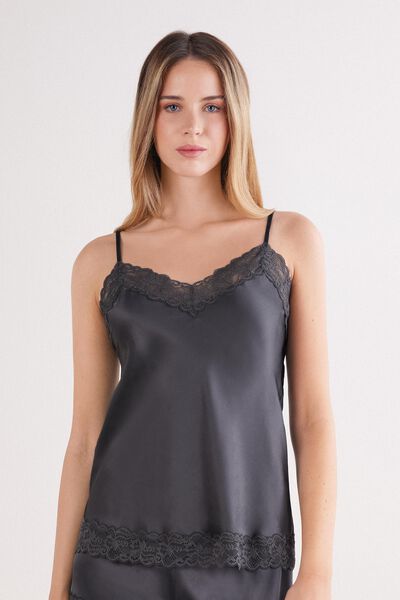 Intimissimi Top en Encaje y Seda Mujer Gris Tamaño L