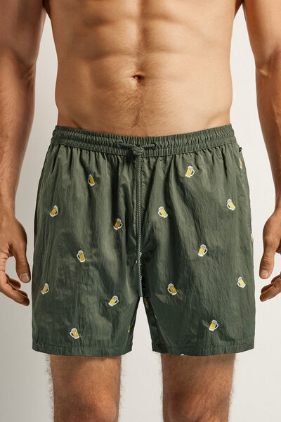 Intimissimi Bañador Bóxer con Bordado de Cervezas Hombre Verde Tamaño XXL