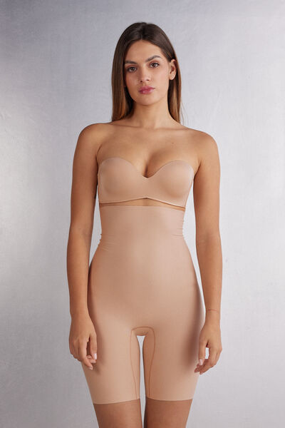 Intimissimi Pantalón Corto de Tiro Alto de Algodón Light Shaping Mujer Natural Tamaño XS
