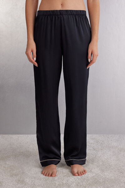 Intimissimi Pantalone Lungo in Raso di Seta Donna Nero Taglia M