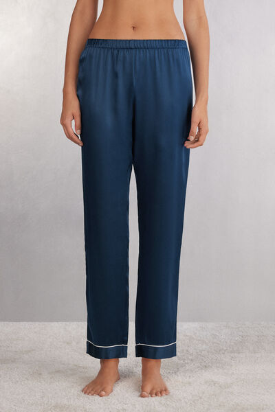 Intimissimi Pantalone Lungo in Raso di Seta Donna Blu Taglia M