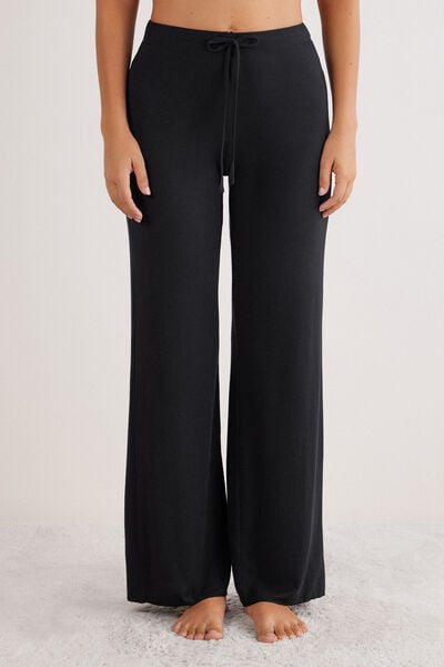 Intimissimi Pantalón Largo Palazzo de Modal con Cashmere Light Mujer Negro Tamaño L