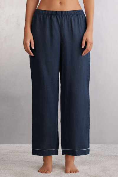 Intimissimi Pantalone in Lino Yacht Night Donna Blu Taglia L